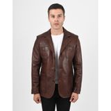 Martell Wax Kahve Fit Blazer Hakiki Deri Ceket Erkek