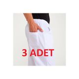 MARTEN 3 ADET KIRIK BEYAZ RENK GABARDİN LİKRALI KUMAŞ BELİ LASTİKLİ AŞÇI PİDECİ FIRINCI PASTANECİ PANTOLON
