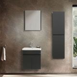 Martha Life Arya 3'lü Banyo Dolabı Seti 55 cm - %100 Mdf, Lavabolu Alt Dolap, Aynalı Üst Dolap ve Boy Dolabı - Siyah