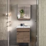 Martha Life Mona 2’li Banyo Dolabı Seti 55 cm - %100 Mdf, Lavabolu Alt Dolap ve Aynalı Üst Dolap - Kahverengi