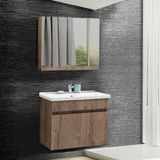 Martha Life Mona 2’li Banyo Dolabı Seti 80 cm - %100 Mdf, Lavabolu Alt Dolap ve Aynalı Üst Dolap - Kahverengi