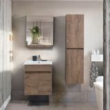 Martha Life Mona 3’lü Banyo Dolabı Seti 55 cm - %100 Mdf, Lavabolu Alt Dolap ve Aynalı Üst Dolap - Kahverengi