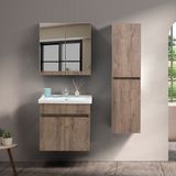 Martha Life Mona 65 cm Kahverengi %100 Mdf Lavabolu Banyo Dolabı, Aynalı Üst Dolap ve Boy Dolabı