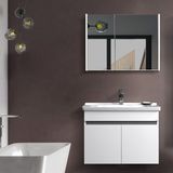Martha Life Venna 2'li Banyo Dolabı Seti 80 cm - %100 MDF, Lavabolu Alt Dolap ve Aynalı Üst Dolap - Beyaz