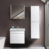 Martha Life Venna 3'lü Banyo Dolabı Seti 65 cm - %100 MDF, Lavabolu Banyo Dolabı, Aynalı Üst Dolap ve Boy Dolabı - Beyaz