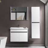 Martha Life Venna 3'lü Banyo Dolabı Seti 80 cm - %100 MDF, Lavabolu Banyo Dolabı, Aynalı Üst Dolap ve Boy Dolabı - Beyaz