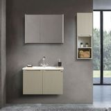 Martha Life Verona 3'lü Banyo Dolabı Seti 80 cm - Bej, %100 Mdf, Lavabolu Alt Dolap, Aynalı Üst Dolap ve Boy Dolabı