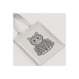 martı baskı Ham Bez Çanta Kedi Desenli Mandala Unisex Omuz Çantası Hediyelik Boyanabilir Kanvas Çanta