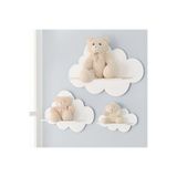 MartinaCole Tiny Wonders 3'lü Beyaz Dekoratif Bulut Çocuk Odası Duvar Rafı mdf