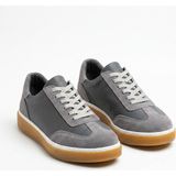 Martinetto Hakiki Deri & Süet Detaylı Erkek Sneaker - Termo Taban Konforlu Günlük Ayakkabı 2004202600 - Gri