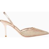 Martini 75 Kristal Işlemeli Mesh Slingback Topuklu Ayakkabı, Zarif Işıltı - Rose Gold