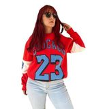 Martino Butik UNISEX OVERSİZE CHİCAGO 23 BASKILI POLARLI SWEATSHİRT KIRMIZI S