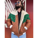 Martino Butik Vintage Oversize Retro Etnik Desenli Kürklü Ceket Bylt4 - 2XL - Çok Renkli