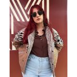 Martino Life Vintage Oversize Etnik Retro Desenli Kürklü Ceket Gadt4 - Çok Renkli