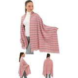 Maruf Shop 1 Adet Kadın Büyük Bedene Uygun Yumuşak Dokulu Kışlık Desenli Atkı Omuz Şalı - Pembe - Kırmızı