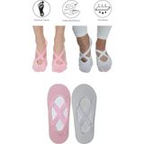 Maruf Shop 2 Adet Bayan Kaydırmaz Tabanlı Yoga Pilates Fitness Dans ve Spor Çorabı - 36 - 40 - Pembe - Beyaz