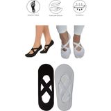 Maruf Shop 2 Adet Bayan Kaydırmaz Tabanlı Yoga Pilates Fitness Dans ve Spor Çorabı - 36 - 40 - Siyah - Beyaz