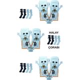 Maruf Shop 3 Çift Mıknatıslı El Ele Halay Çeken Görünümlü Gülücüklü Penye Kolej Çorabı Beyaz - 5-6 Yaş