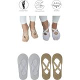 Maruf Shop 4 Adet Bayan Kaydırmaz Tabanlı Yoga Pilates Fitness Dans ve Spor Çorabı - Beyaz - Altın - 36 - 40