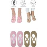 Maruf Shop 4 Adet Bayan Kaydırmaz Tabanlı Yoga Pilates Fitness Dans ve Spor Çorabı - Pembe - Açık Pembe - 36 - 40