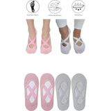 Maruf Shop 4 Adet Bayan Kaydırmaz Tabanlı Yoga Pilates Fitness Dans ve Spor Çorabı - Pembe - Beyaz - 36 - 40