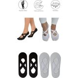 Maruf Shop 4 Adet Bayan Kaydırmaz Tabanlı Yoga Pilates Fitness Dans ve Spor Çorabı - Siyah - Beyaz - 36 - 40