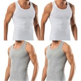Maruf Shop 4 Adet Erkek Slim Fit Dar Kalıp Likralı Penye Sporcu Atleti(Rambo Atleti) - Beyaz - Gri