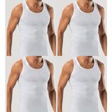 Maruf Shop 4 Adet Erkek Slim Fit Dar Kalıp Likralı Penye Sporcu Atleti(Rambo Atleti) - Beyaz - XL