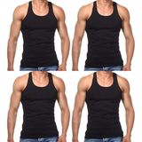 Maruf Shop 4 Adet Erkek Slim Fit Dar Kalıp Likralı Penye Sporcu Atleti(Rambo Atleti) - Siyah - XL