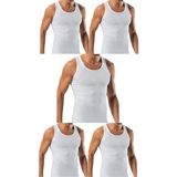 Maruf Shop 5 Adet Erkek Slim Fit Dar Kalıp Likralı Penye Sporcu Atleti(Rambo Atleti) - Beyaz - XL