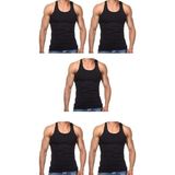 Maruf Shop 5 Adet Erkek Slim Fit Dar Kalıp Likralı Penye Sporcu Atleti(Rambo Atleti) - Siyah