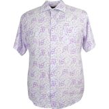 Maruf Shop Büyük Beden Erkek Gömlek Kısa Kol Desenli Lila - 2XL - Beyaz