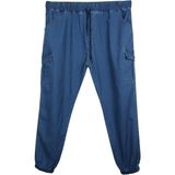 Maruf Shop Erkek Büyük Beden 100-156 Kilo Arası Için Uygun Kargo Cepli Jogger Kot Pantolon - Mavi - XL