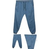 Maruf Shop Erkek Büyük Beden 100 KILO-180 Kilo Arası Için Uygun Likralı Jogger Kot Pantolon - 5XL - Mavi