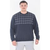 Maruf Shop Erkek Büyük Beden 122 KILO-158 Kilo Arası Için Uygun Geniş Kalıp Bisiklet Yaka Pamuklu Selanik Kazak - Lacivert - Gri - 4XL
