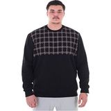 Maruf Shop Erkek Büyük Beden 122 KILO-158 Kilo Arası Için Uygun Geniş Kalıp Bisiklet Yaka Pamuklu Selanik Kazak - Siyah - 4XL