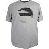 Maruf Shop Erkek Büyük Beden Battal Boy Baskılı Bisiklet Yaka Tişört - 3XL - Gri