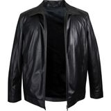 Maruf Shop Erkek Büyük Beden Battal Boy Içi Kürklü Deri Mont Hakiki Deri - Siyah - 5XL