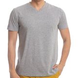 Maruf Shop Erkek Kısa Kol V Yaka Slimfit Likralı Düz Mody Tişört - 2XL - Gri