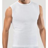 Maruf Shop Erkek Sıfır Kol Bisiklet Yaka Slimfit Likralı Düz Tişört Beyaz - XL