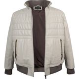 Maruf Shop Hakiki Deri Büyük Beden Dolgulu Bomber Mont Taş - 4XL