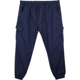 Maruf Shop Kargo Cepli Büyük Beden Erkek Kot Jogger Pantolon Lastikli Paça %97 Pamuk Laci - Lacivert - 4XL