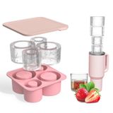 MARUKO Kapaklı Silikon Buz Küpü Tepsisi, Bardak Buz Kalıbı, Dondurucu, Kokteyl, Viski, Kahve ve Meyve Suyu için Silindir Silikon Buz Küpü Tepsileri, BPA İçermez, Bulaşık Makinesinde Yıkanabilir