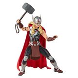 Marvel Hasbro Legends Thor: Love and Thunder 15 cm büyüklüğünde Mighty Thor aksiyon figürü, 4 aksesuar, 1 yapı A figürü elemanı, multi, F1060