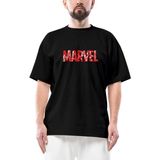 Marvel Heroes İn Post 3 Oversize Siyah Tişört