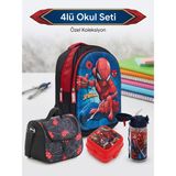 Marvel Spider-Man 3D Kabartmalı Ilkokul Çantası Seti Okul Çantası + Beslenme Çantası + Suluk + Beslenme Kabı 4lü Set