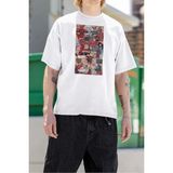 Marvel Spider-Man Evreni Baskılı Unisex Tişört, Oversize Tişört - XL - Beyaz