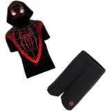 Marvel Spider-Man Kısa Kollu Tshirt Kapşonlu ve Şortlu Takım Kostüm Siyah Renk Erkek Çocuk - 5 - 6 Yaş