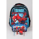 Marvel Spider-Man Lisanslı Spıderman Okul Çantası Kalem Çantası 2 Adet Silgili Kurşun Kalem Çift Bıçaklı Kalemtraş Ve Roket Silgi Kırtasiye Seti - Kırmızı