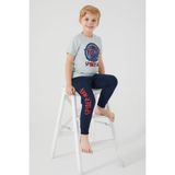Marvel Spider-Man Ring Gri Erkek Çocuk Kısa Kol Pijama Takım - 5 - 6 Yaş - Yeşil Melanj